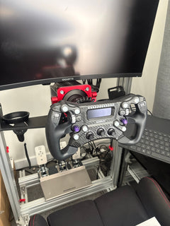 CONSPIT 290GP steering wheel installed on a direct-drive sim racing cockpit