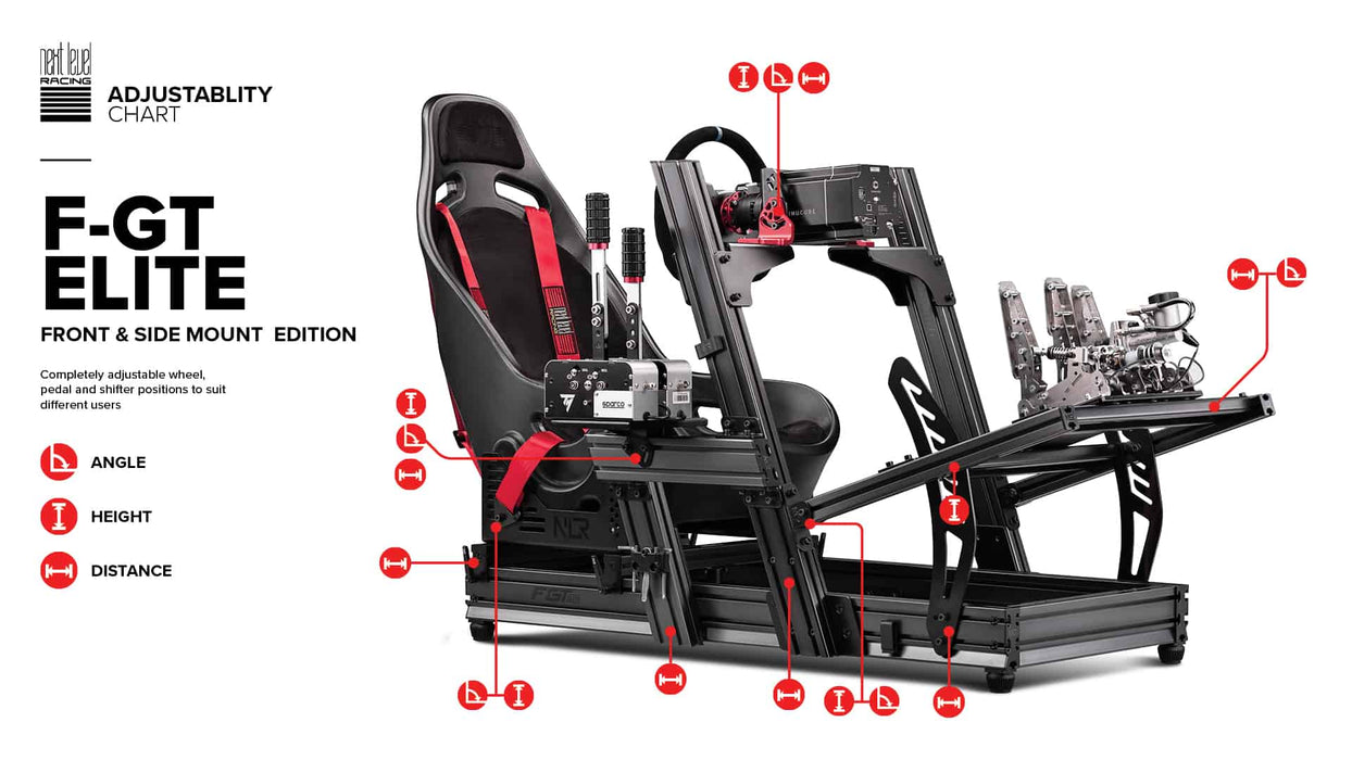 Next Level Racing F-GT Elite Front and side mount Frame + seat + details