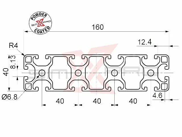 SimXPro 40x160 Profile Black SimXPro SimXPro Aluminium Profiles  Sim Race Webshop B.V.