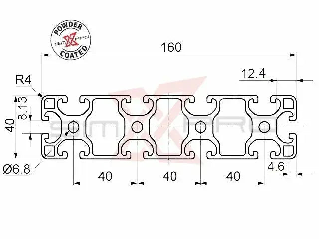 SimXPro 40x160 Profiel Zwart