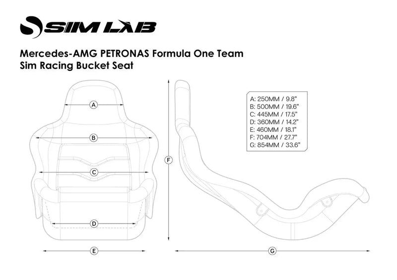 Sim-Lab Mercedes-AMG PETRONAS Formula One Team Sim Racing Seat Sim-Lab Sim-Lab Bucket seat  Sim Race Webshop B.V.