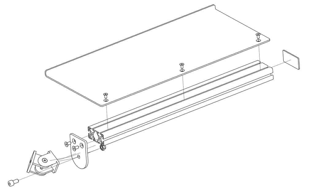 Keyboard tray tekening