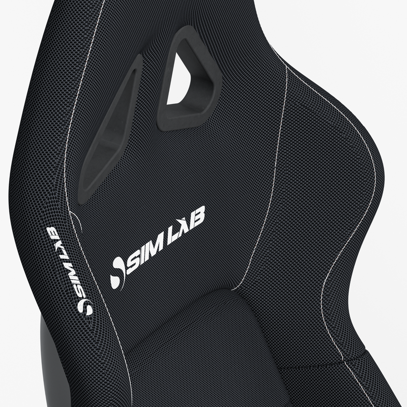 Sim-Lab S1 Sport GT Black breathable fabric and harness opening detail