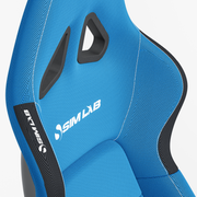 Sim-Lab S1 Sport GT Blue breathable fabric and harness opening detail