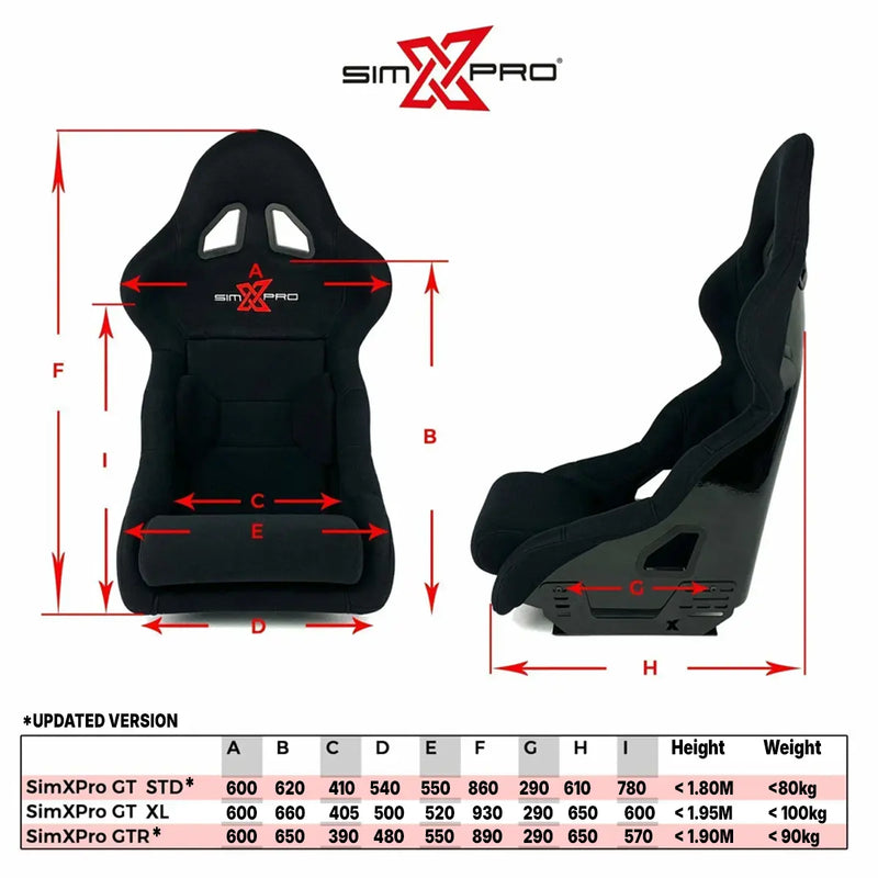 SimXPro XL GT Sim Racing Seat SimXPro SimXPro Bucket seat  Sim Race Webshop B.V.
