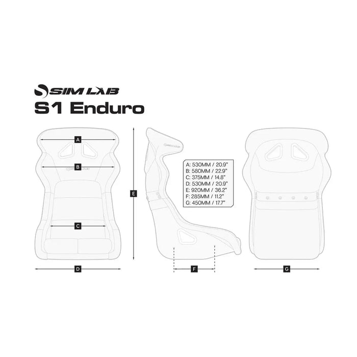 Sim-Lab S1 Enduro GT Seat - Comfort e stabilità per le gare di endurance sim.