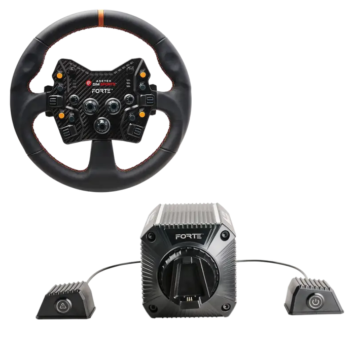 Asetek SimSports Forte 18NM Direct Drive GT Bundle - Leather Round wheel