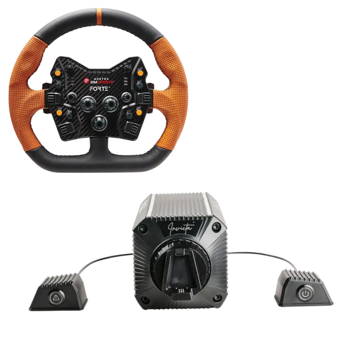 Asetek invecta 27NM Direct Drive GT Bundle - GT D-shape Orange Leather Wheel