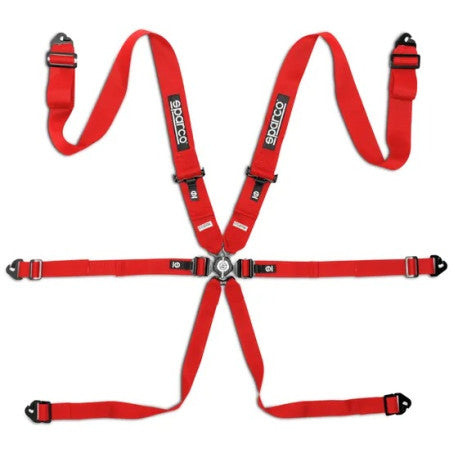 Sparco Competition H-3 Steel 2026 6-point racing harness - Red