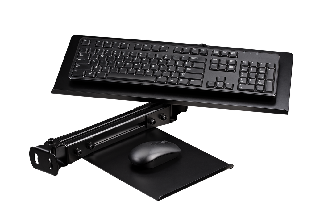 Next Level Racing - ELITE KEYBOARD AND MOUSE TRAY- BLACK EDITION - Front view + keyboad and mouse