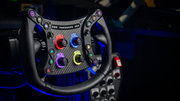 Sim-Lab GTSL Pro steering wheel mounted in a sim racing cockpit