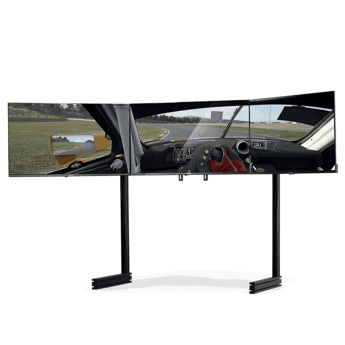 NEXT LEVEL RACING ELITE FREE STANDING TRIPLE MONITOR STAND - BLACK EDITION + Monitors