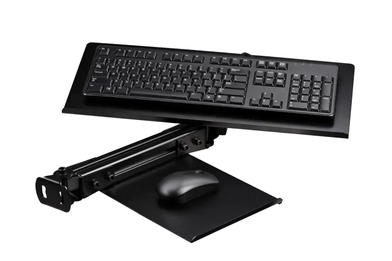 Next Level Racing - ELITE KEYBOARD AND MOUSE TRAY- BLACK EDITION - Front view + keyboad and mouse