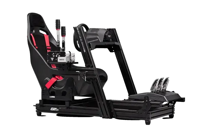 Next Level Racing GT-ELITE WHEEL PLATE EDITION - front view + ES1 seat and Thrustmaster T-GT2