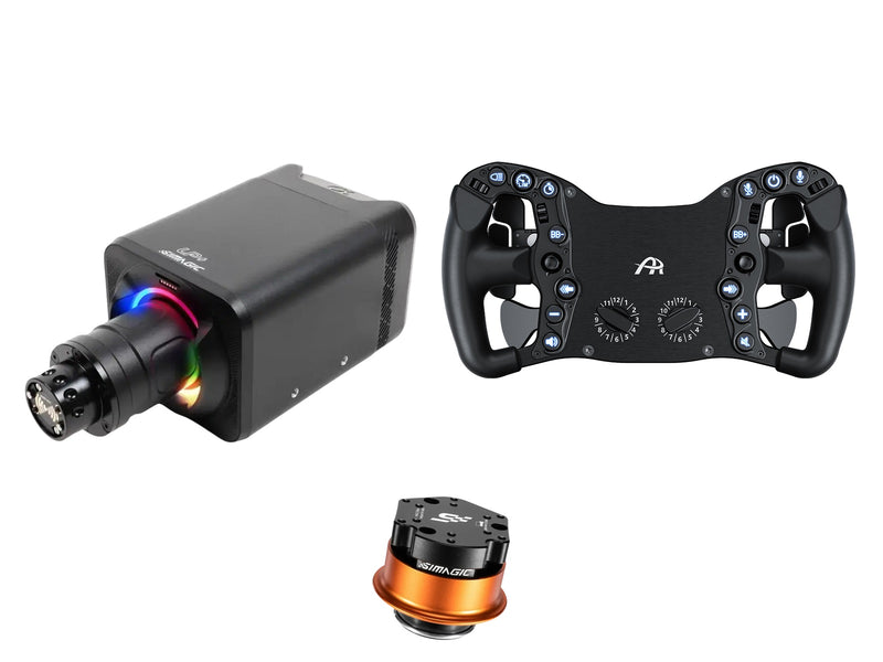 Simagic Alpha EVO Sport 9 Nm + Ascher Racing Steering Wheel + QR-A Bundle — Ascher Racing McLaren Artura Pro USB Black Edition