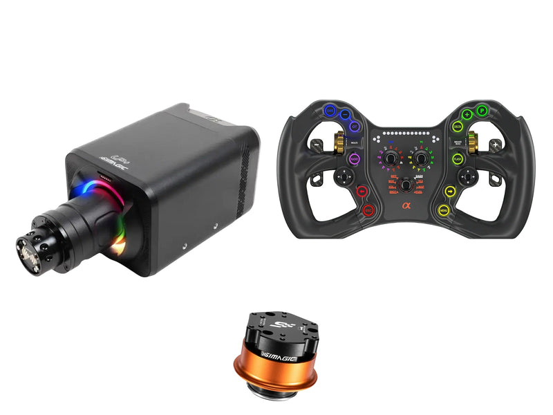 Simagic Alpha EVO Sport 9 Nm + Bavarian Sim Tec Steering Wheel + QR-A Bundle — Bavarian Sim Tec ALPHA Sim Steering Wheel — Standard (Shifter Only)