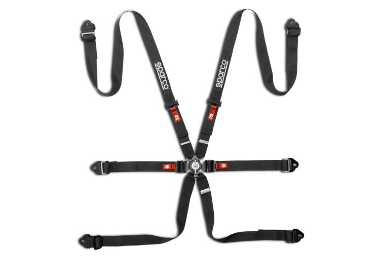 Sparco Competition H-2 Steel Pull-Down 6-Point Racing Harness – Black – photo 2