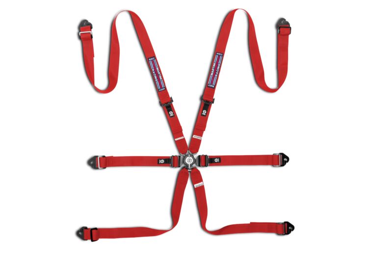 Sparco Martini Racing Competition H-2 Steel Pull-Down 6-Point Harness – Red – photo 4